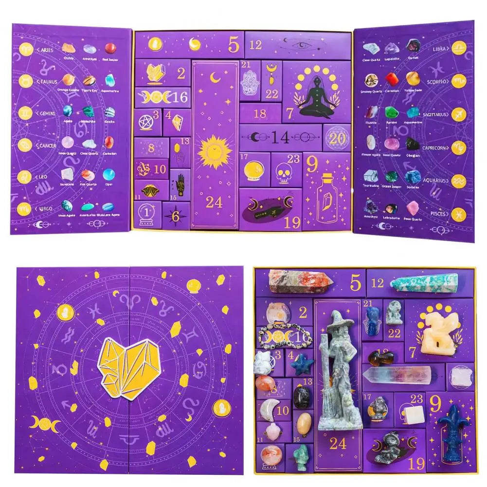 Reiki Crystal Halloween Countdown Gift Box 2025 Healing Stones Advent Calendar Rock Collection Energy Gem Dig Kit TRENDSBUY!