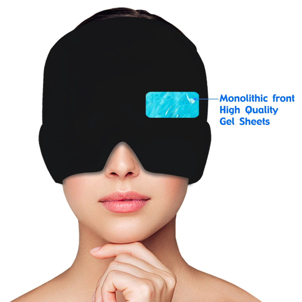 Migraine Relief Hat Headache Hat Gel Hot Cold Therapy Ice Cap for Relieve Pain Ice Hat Eye Mask Stress Pressure Pain Relief TRENDSBUY!