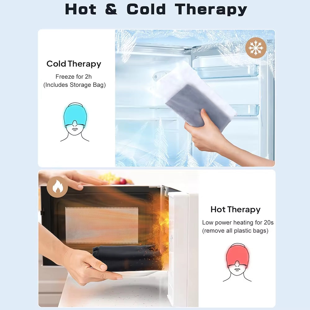 Migraine Relief Hat Headache Hat Gel Hot Cold Therapy Ice Cap for Relieve Pain Ice Hat Eye Mask Stress Pressure Pain Relief TRENDSBUY!