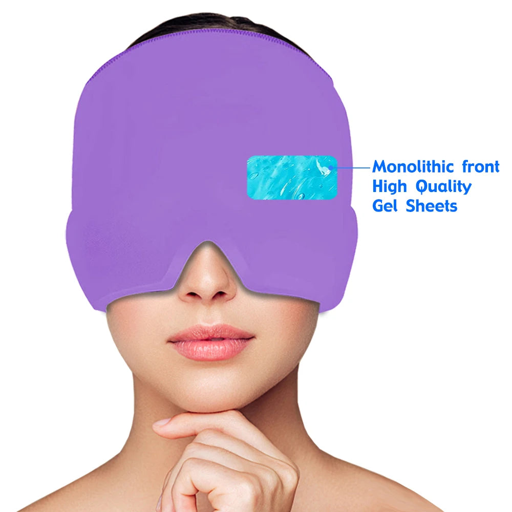 Migraine Relief Hat Headache Hat Gel Hot Cold Therapy Ice Cap for Relieve Pain Ice Hat Eye Mask Stress Pressure Pain Relief TRENDSBUY!