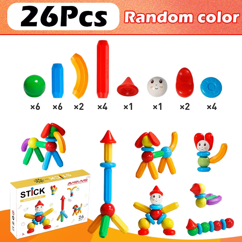 Kids Magnetic Construction Building Blocks Tiles Puzzle Toy Magnetic Sticks Rods Montessori STEM Toy for Children Gift TRENDSBUY!