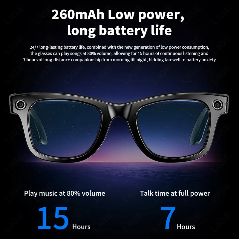 Fashion AI Camera Smart Glasses IP65 Waterproof Bluetooth Call Playing Music Smart Glasses Identify Pictures Use Chatgpt TRENDSBUY!