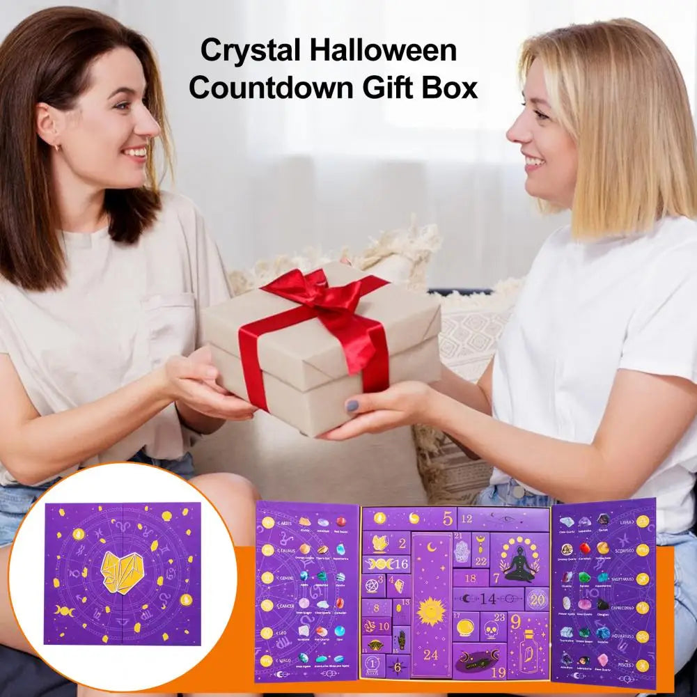 Reiki Crystal Halloween Countdown Gift Box 2025 Healing Stones Advent Calendar Rock Collection Energy Gem Dig Kit TRENDSBUY!