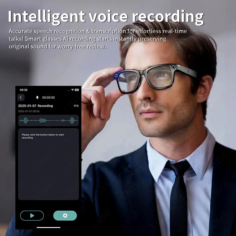 Fashion AI Camera Smart Glasses IP65 Waterproof Bluetooth Call Playing Music Smart Glasses Identify Pictures Use Chatgpt TRENDSBUY!