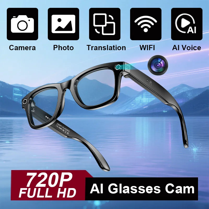 Fashion AI Camera Smart Glasses IP65 Waterproof Bluetooth Call Playing Music Smart Glasses Identify Pictures Use Chatgpt TRENDSBUY!