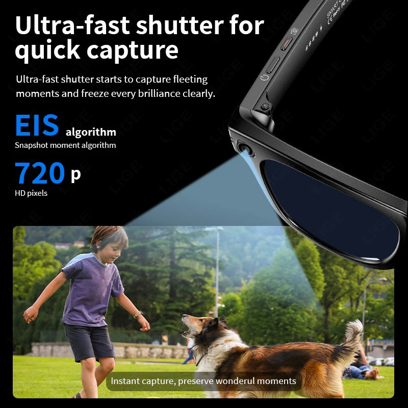 Fashion AI Camera Smart Glasses IP65 Waterproof Bluetooth Call Playing Music Smart Glasses Identify Pictures Use Chatgpt TRENDSBUY!