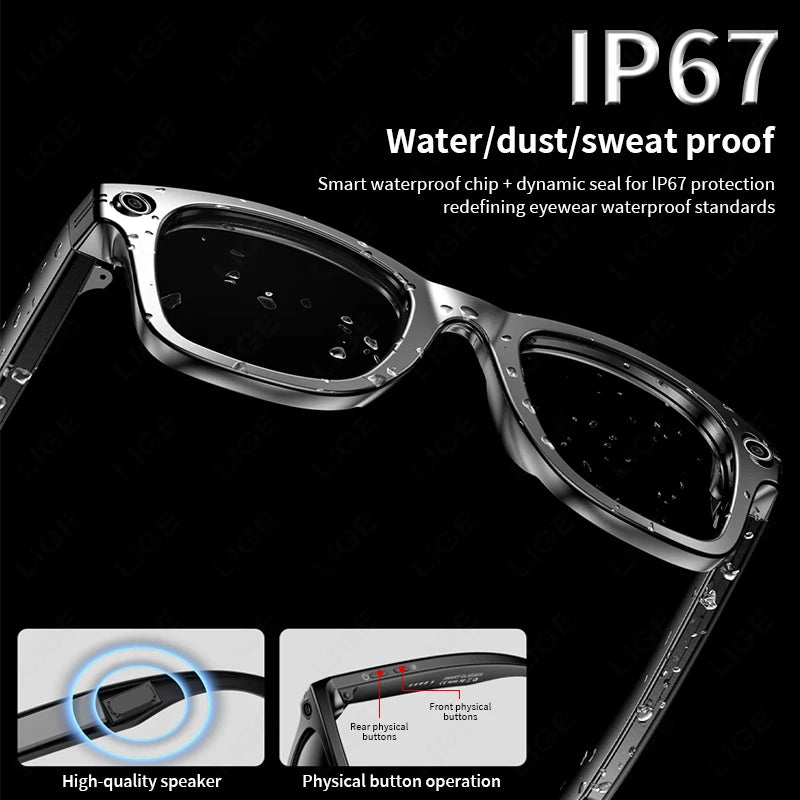 Fashion AI Camera Smart Glasses IP65 Waterproof Bluetooth Call Playing Music Smart Glasses Identify Pictures Use Chatgpt TRENDSBUY!