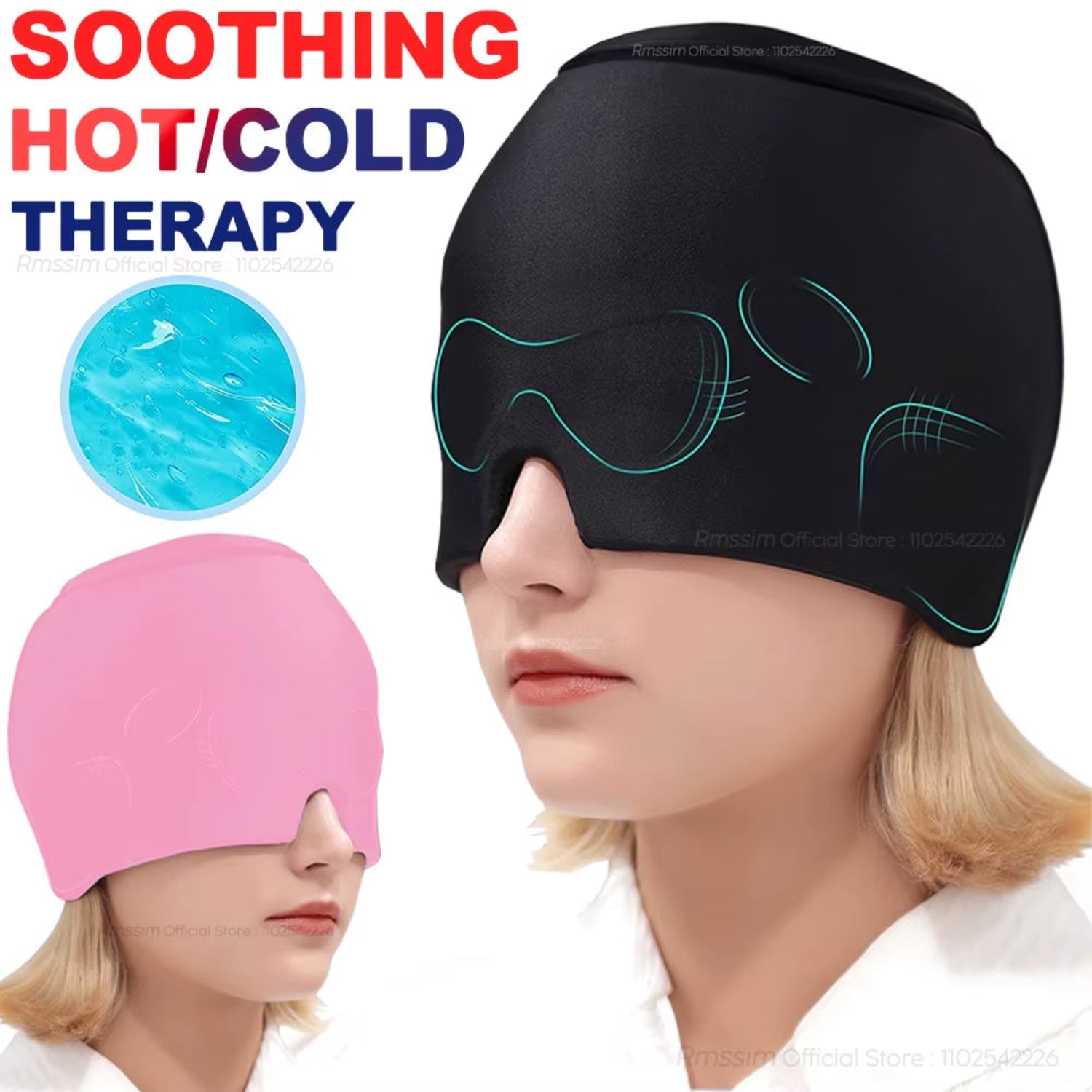 Migraine Relief Hat Headache Hat Gel Hot Cold Therapy Ice Cap for Relieve Pain Ice Hat Eye Mask Stress Pressure Pain Relief TRENDSBUY!